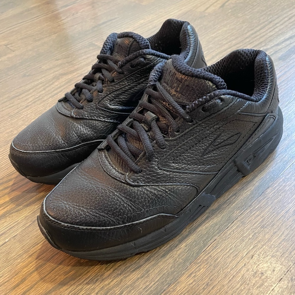 Brooks Addiction Walker 2 Black Leather Shoes 1200321D001 Women Size 8 D Wide